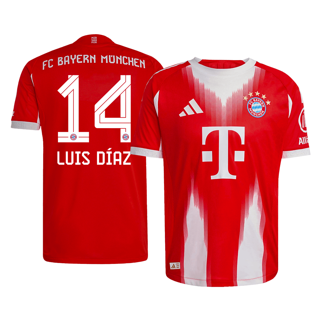 LUIS DÍAZ #14 Bayern Munich Home Authentic Soccer Jersey 2025/26
