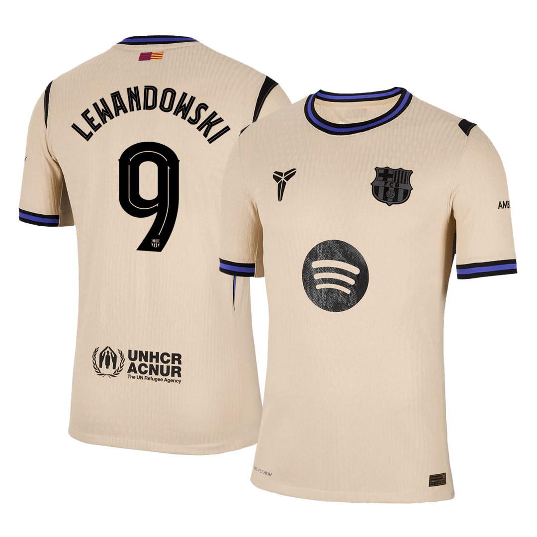 LEWANDOWSKI #9 Barcelona Away Authentic Soccer Jersey 2025/26 - UCL