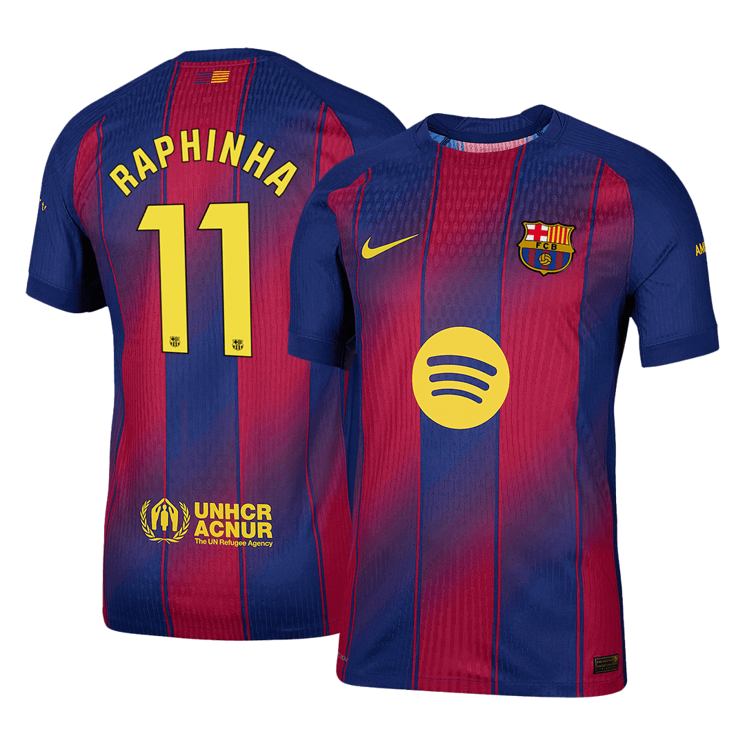 RAPHINHA #11 Barcelona Home Authentic Soccer Jersey 2025/26