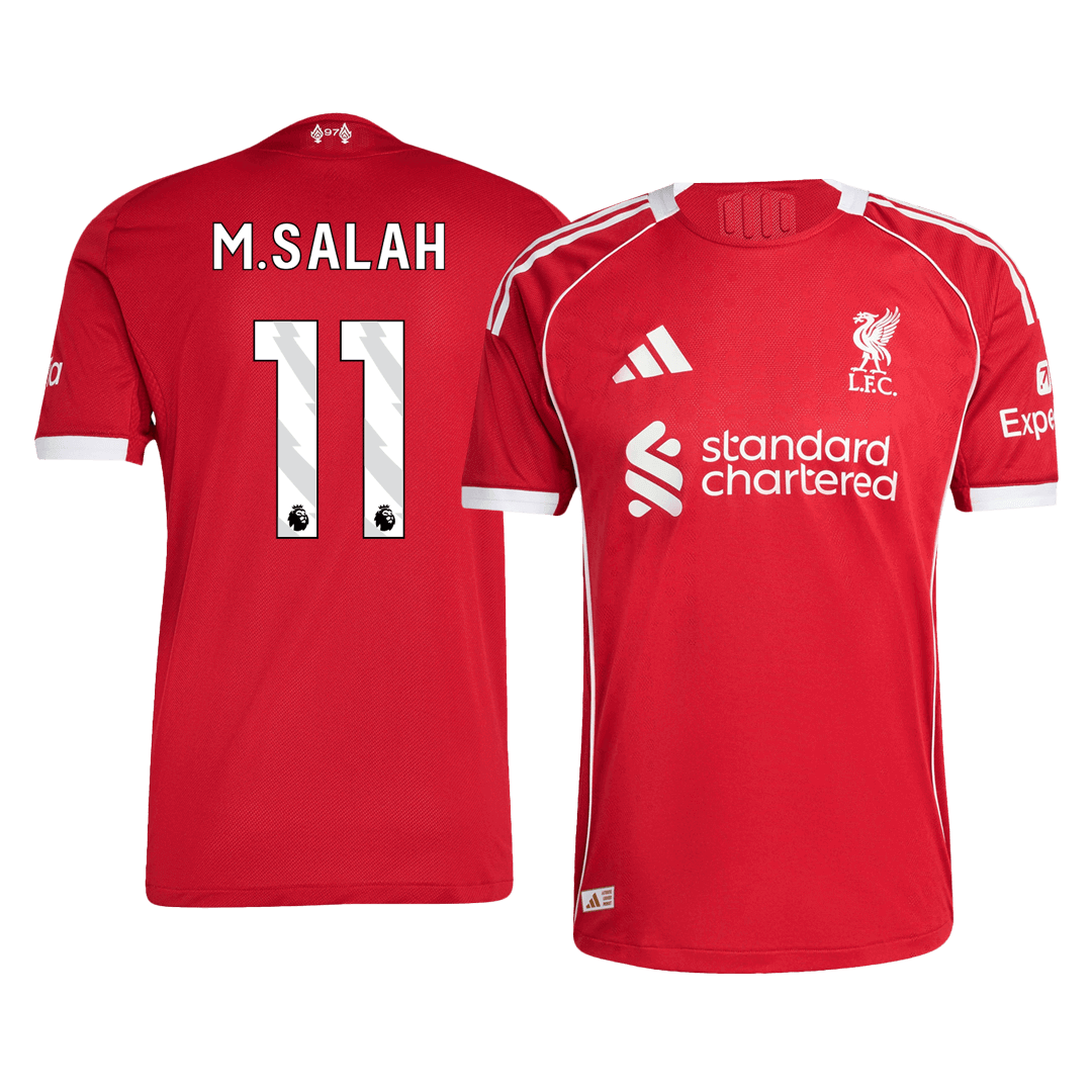 M.SALAH #11 Liverpool Home Authentic Soccer Jersey 2025/26