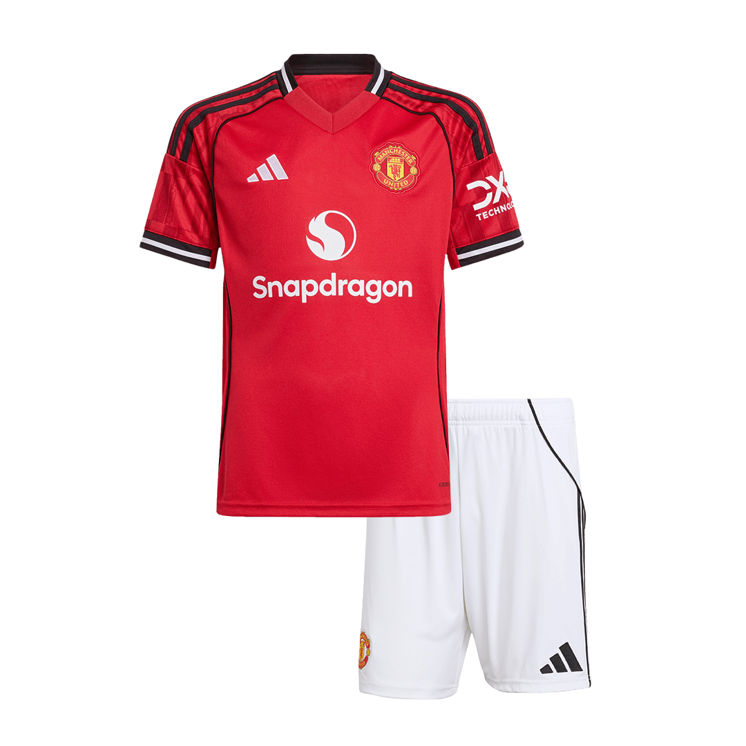 Manchester United Home Kids Soccer Jerseys Kit 2025/26