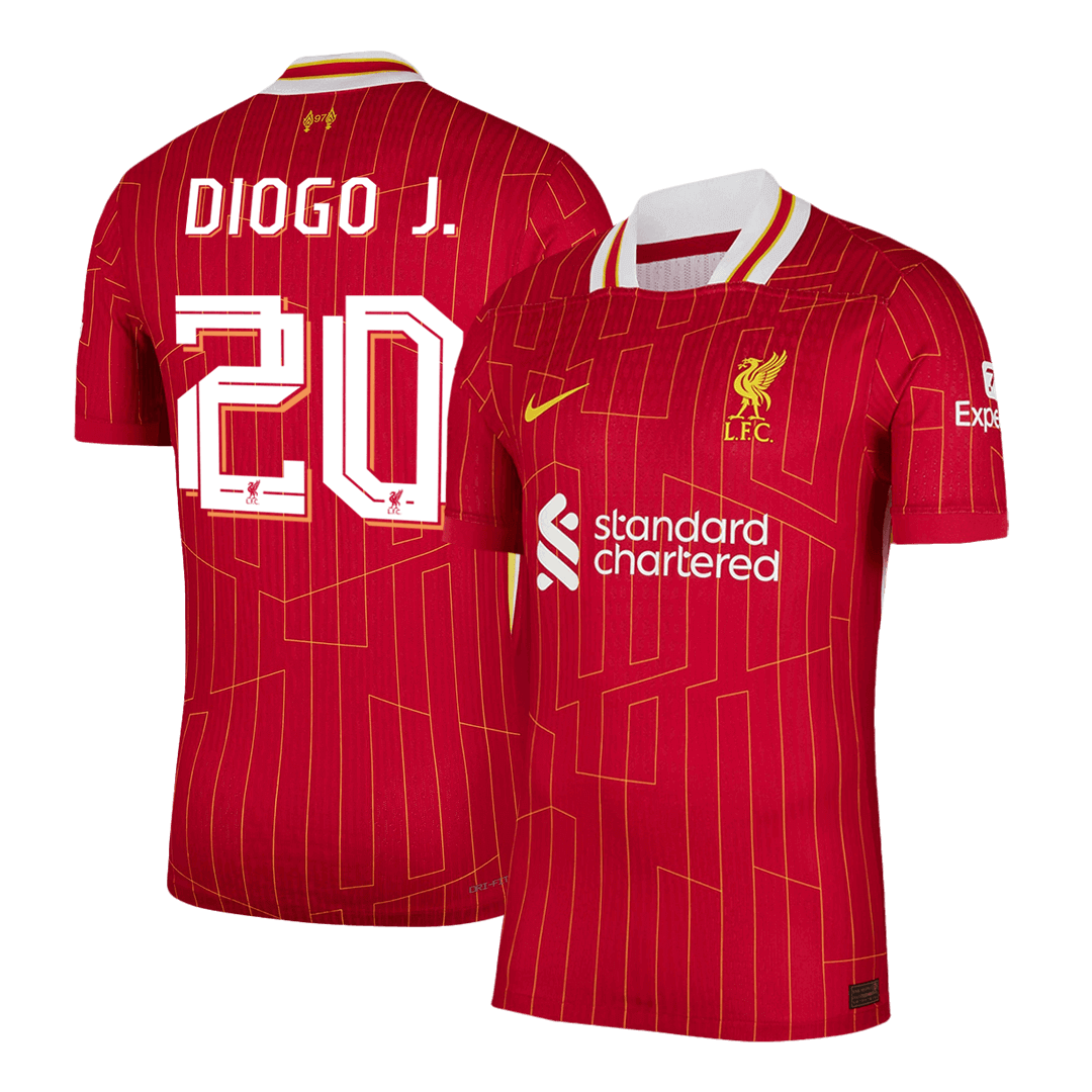 DIOGO J. #20 Liverpool Home Authentic Soccer Jersey 2024/25 - UCL