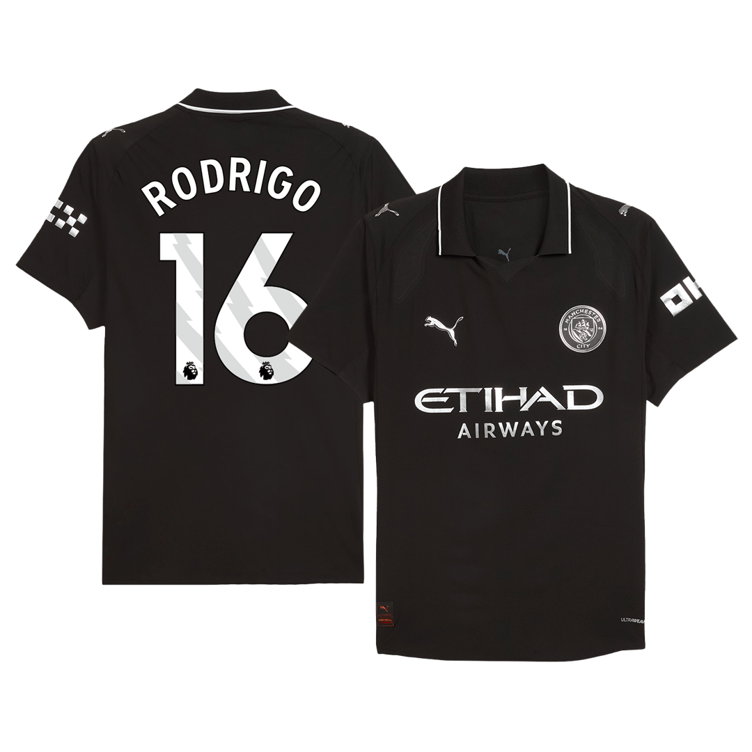 RODRIGO #16 Manchester City Away Authentic Soccer Jersey 2025/26